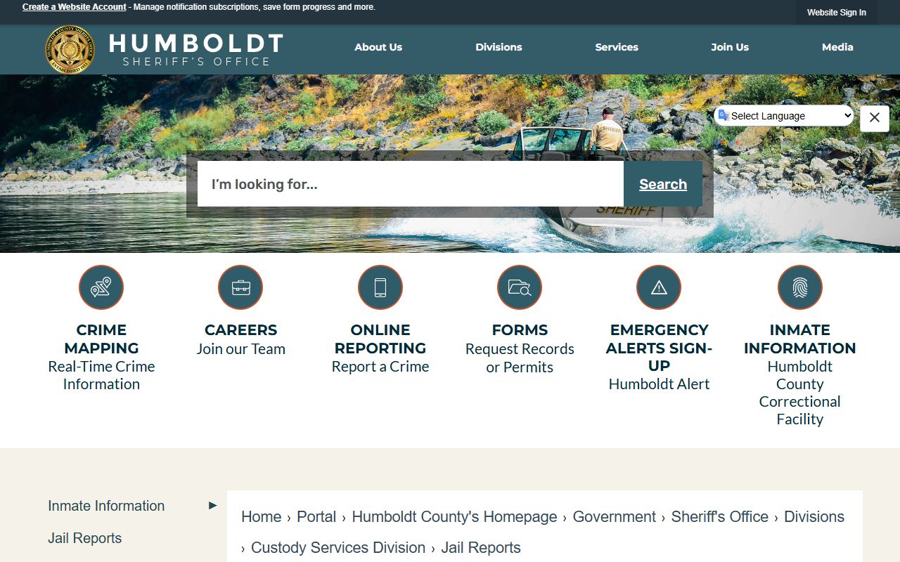 Humboldt County Correctional Facility jail reports roster search